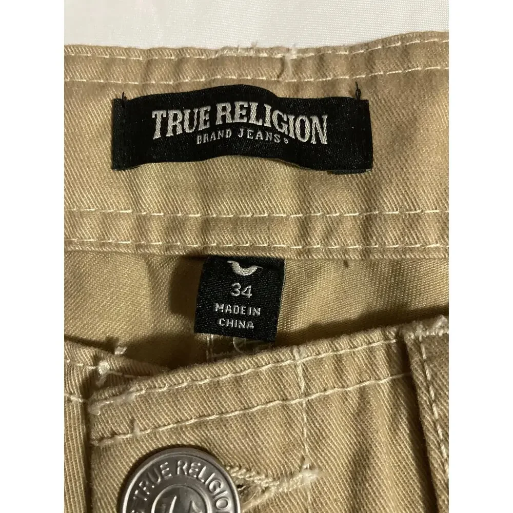 True Religion Mens Travertine Beige Cargo Pants Sz 34X32 NWT